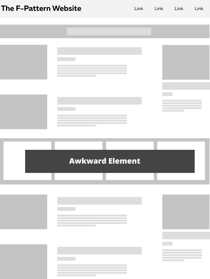The F-Pattern example with an awkward element