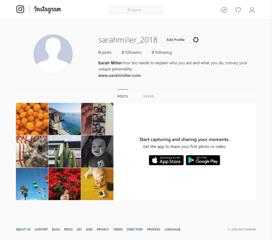 instagram - Your Profile screen