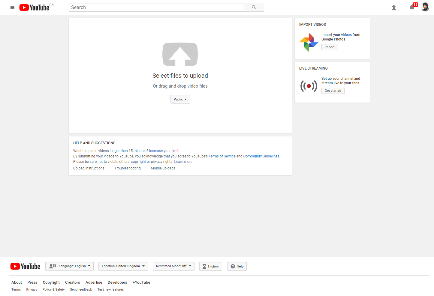 youtube - Uploading a video