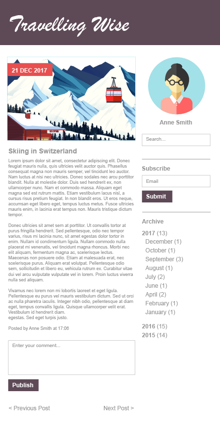 Example of blog layout